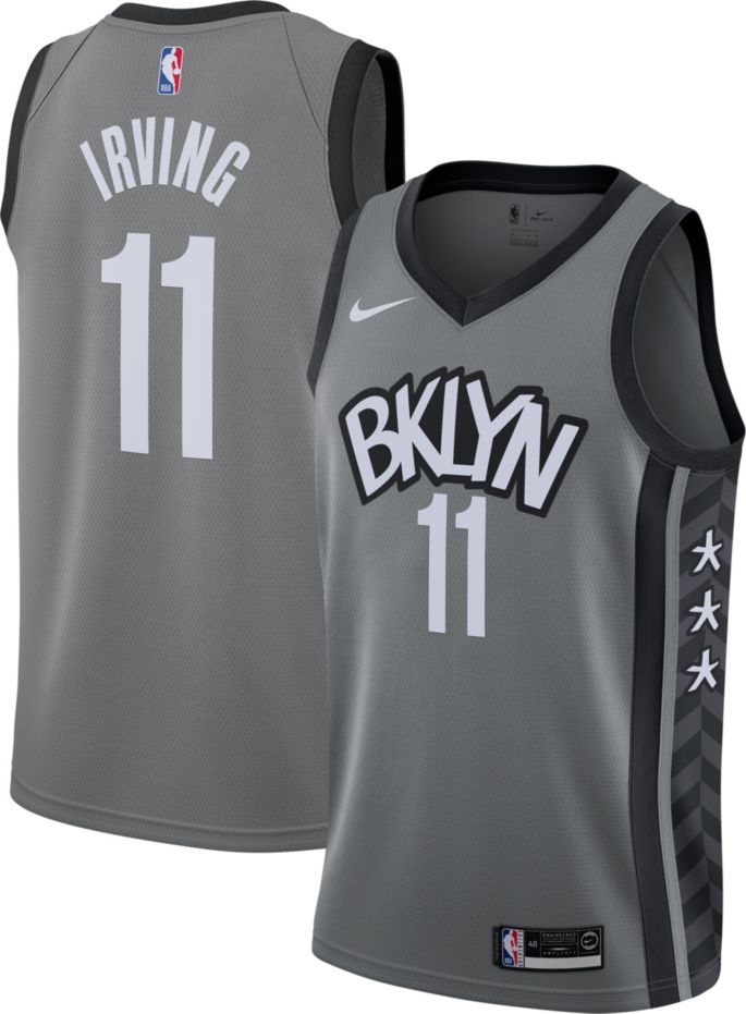 Men's Brooklyn Nets #11 Kyrie Irving Grey NBA 2019 Stitched Jersey